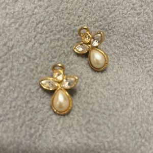 Pearl and Crystal angel post earrings
